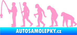 Samolepka Evoluce 005 rybář levá světle růžová