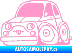 Samolepka Fiat 500 karikatura levá světle růžová