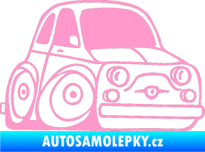 Samolepka Fiat 500 karikatura pravá světle růžová