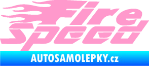 Samolepka Fire speed nápis s plameny světle růžová