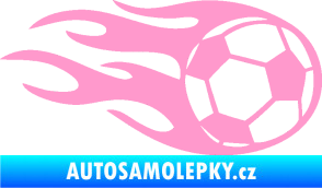 Samolepka Fotbalový míč 004 pravá v plamenech světle růžová