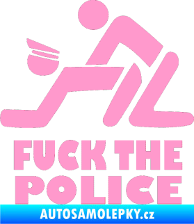 Samolepka Fuck the police 001 světle růžová