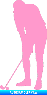 Samolepka Golfista 007 levá světle růžová