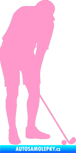 Samolepka Golfista 007 pravá světle růžová