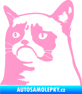 Samolepka Grumpy cat 002 levá světle růžová