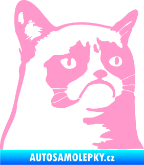 Samolepka Grumpy cat 002 pravá světle růžová