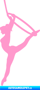 Samolepka Gymnastka 004 levá cvičení s kruhem světle růžová