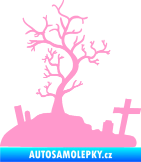 Samolepka Halloween 019 levá hřbitov světle růžová