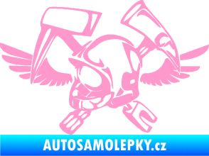 Samolepka Hasič 011 levá helma světle růžová