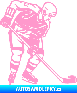 Samolepka Hokejista 029 pravá světle růžová