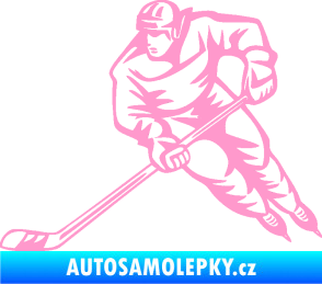 Samolepka Hokejista 030 levá světle růžová