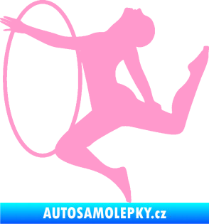 Samolepka Hula Hop 002 levá gymnastka s obručí světle růžová