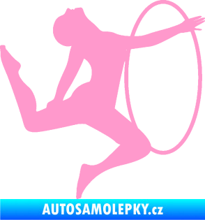 Samolepka Hula Hop 002 pravá gymnastka s obručí světle růžová