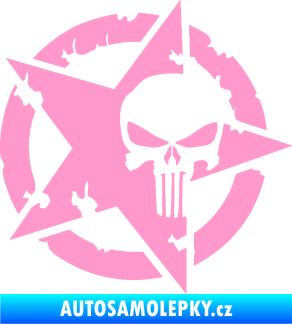 Samolepka Hvězda army 004 Punisher světle růžová