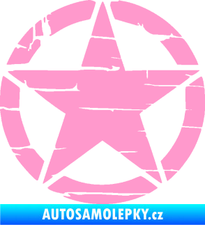 Samolepka Hvězda army 008 narušená světle růžová
