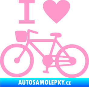 Samolepka I love cycling levá světle růžová