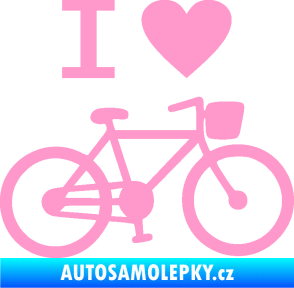Samolepka I love cycling pravá světle růžová