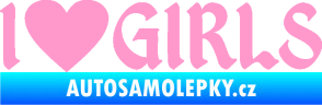 Samolepka I love girls nápis se srdcem světle růžová