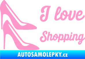Samolepka I love shopping nápis  světle růžová