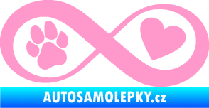 Samolepka Infinity 002 srdce a tlapka pravá světle růžová