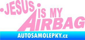Samolepka Jesus is my airbag nápis světle růžová