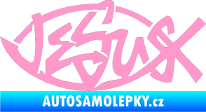 Samolepka Jesus rybička 001 křesťanský symbol světle růžová
