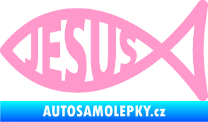 Samolepka Jesus rybička 003 křesťanský symbol světle růžová