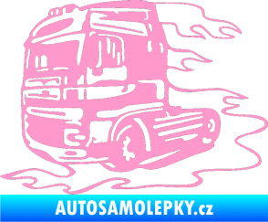 Samolepka Kamion 003 levá nákladní auto světle růžová
