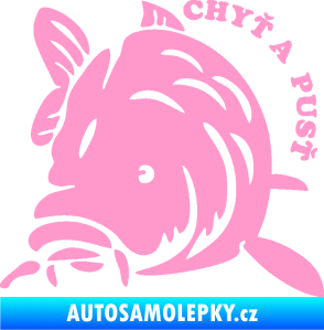 Samolepka Kapr 004 chyť a pusť levá světle růžová