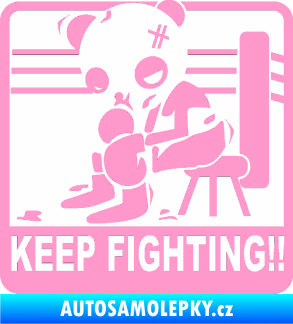 Samolepka Keep Fighting!! světle růžová