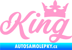 Samolepka King nápis s korunou světle růžová