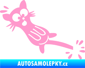 Samolepka Kočka přivřená do dveří levá světle růžová