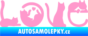 Samolepka Kočky love světle růžová