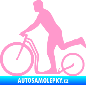 Samolepka Koloběžka 001 levá jízda  světle růžová