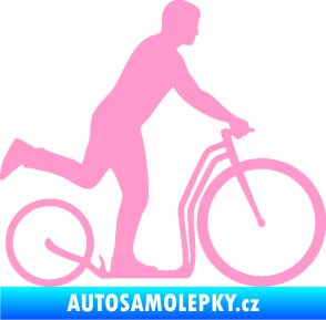 Samolepka Koloběžka 001 pravá jízda  světle růžová