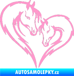 Samolepka Koníci 002 - levá srdíčko kůň s hříbátkem světle růžová