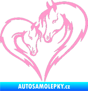 Samolepka Koníci 002 - pravá srdíčko kůň s hříbátkem světle růžová