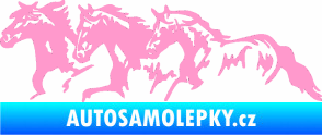 Samolepka Koníci 004 levá stádo světle růžová