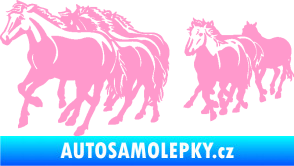 Samolepka Koníci 005 stádo levá světle růžová