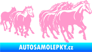 Samolepka Koníci 005 stádo pravá světle růžová