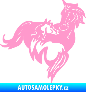 Samolepka Koníci 007 pravá klisna s hříbětem světle růžová