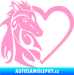 Samolepka Koník love 001 levá hříbátko v srdíčku světle růžová