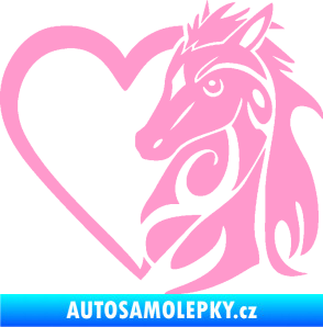 Samolepka Koník love 001 pravá hříbátko v srdíčku světle růžová