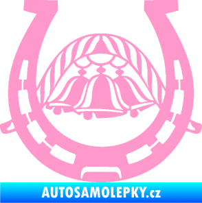 Samolepka Koňská podkova 005 se zvonečky světle růžová