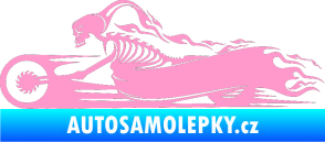 Samolepka Kostra na motorce s plameny levá světle růžová
