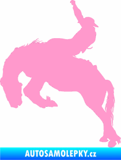 Samolepka Kovboj 001 levá rodeo na koni světle růžová