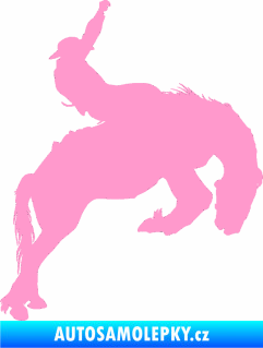 Samolepka Kovboj 001 pravá rodeo na koni světle růžová