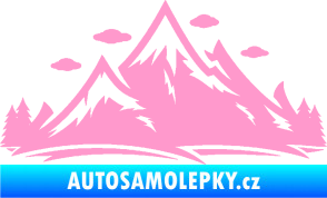 Samolepka Krajina hory 002 pravá světle růžová