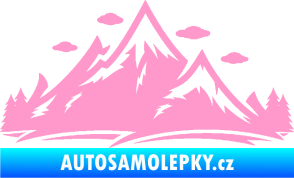 Samolepka Krajina hory 002 levá světle růžová
