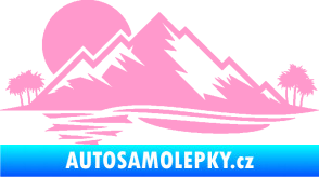 Samolepka Krajina hory 004 levá světle růžová
